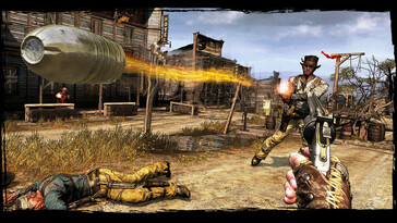 Un'immagine che mostra uno scontro in Call of Juarez: Gunslinger.