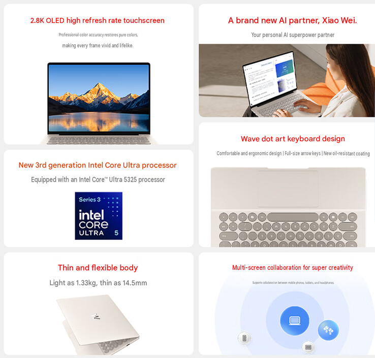 Caratteristiche principali del laptop (traduzione automatica)