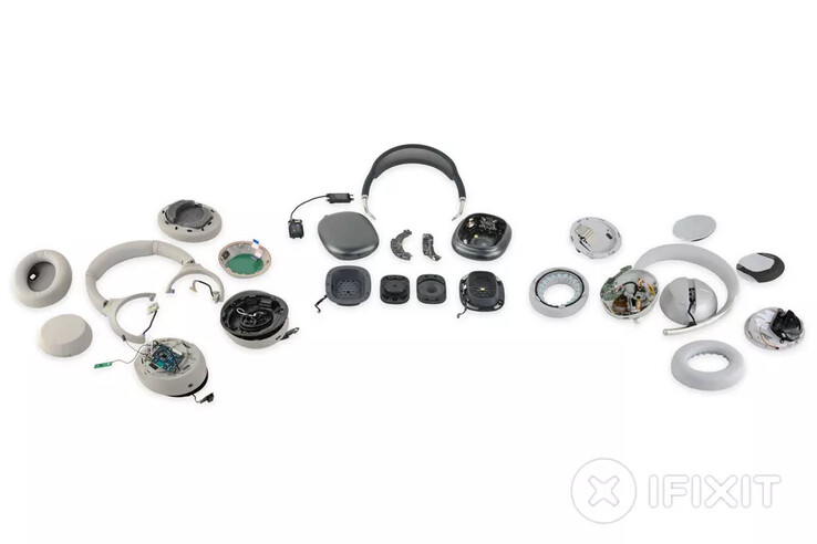 Gli AirPods Max si collocano tra i Sony WH-1000XM4 e i Bose NC 700. (Fonte immagine: iFixit)