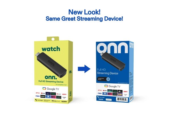 Anche l'Onn Full HD rilasciato nel 2023 viene spedito in una nuova scatola di vendita al dettaglio. (Fonte immagine: Walmart)