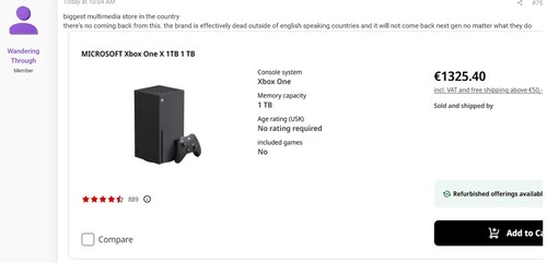 Prezzo di Xbox Series X nell'UE mostrato