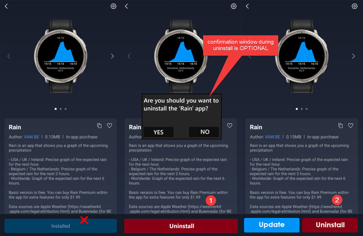 Un mock up di una possibile nuova funzione di disinstallazione dell'app per l'app Zepp Health. (Fonte: Amazfit)