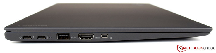 Lato sinistro: 2x USB-C Gen. 2 (Thunderbolt 3), USB 3.0, HDMI, Mini-Ethernet