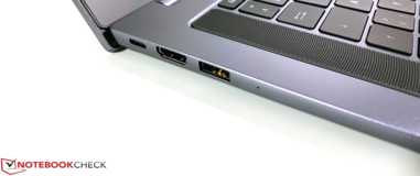 A sinistra: USB-C (ricarica, trasferimento dati e DisplayPort Alt), HDMI, USB-A (3.2 Gen 1)
