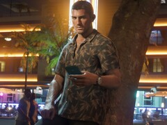 Jason di GTA 6 raffigurato mentre tiene in mano uno smartphone