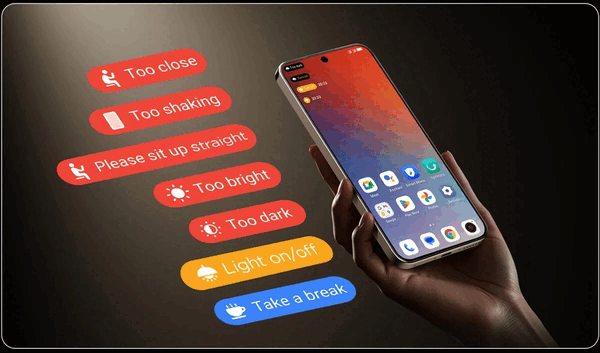 Il TCL P80 Ultra è dotato di un assistente intelligente per la cura degli occhi.