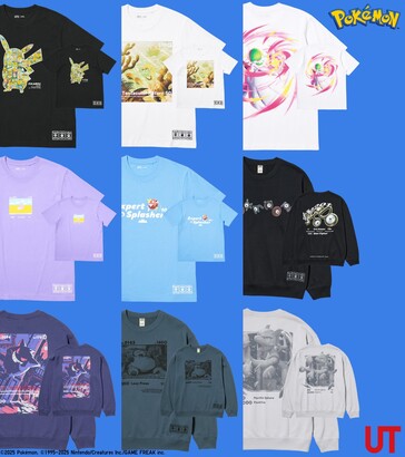 Alcune delle t-shirt della prossima collaborazione Pokémon x Uniqlo (Fonte immagine: Uniqlo)
