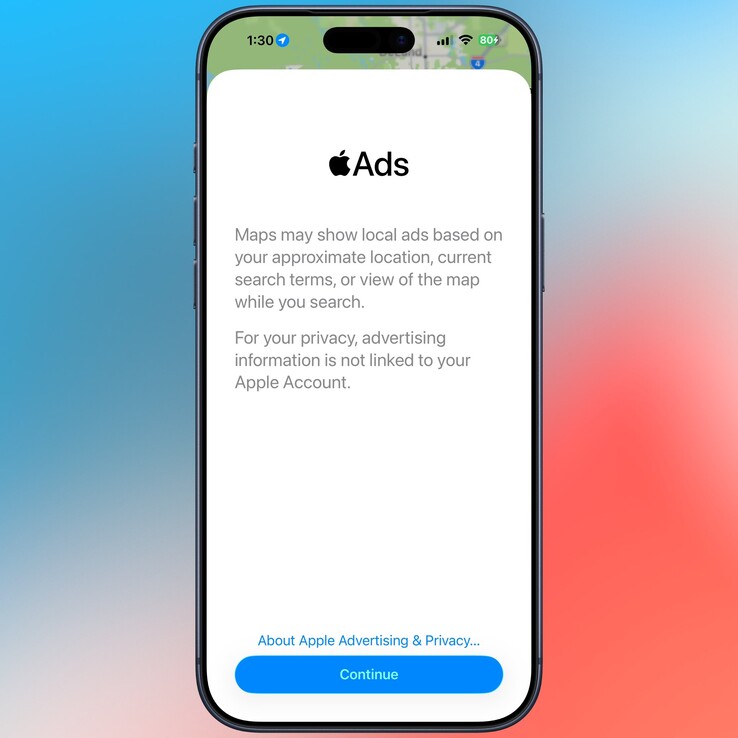 Dichiarazione di non responsabilità relativa agli annunci su Apple Maps