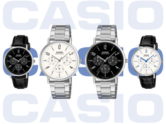 Da sinistra a destra, nella foto: Casio MTP-VT06L-1B, MTP-VT06D-7B, MTP-VT06D-1B e MTP-VT06L-7B.