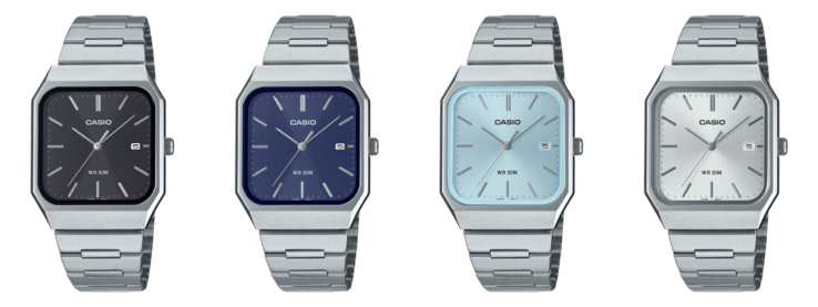 I quattro orologi della collezione Casio MTP-B185D svelati in precedenza nel 2025. (Fonte: Casio)