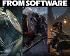 Collage con i giochi di FromSoftware e il logo dell'azienda (Fonte: FromSoftware, Steam con modifiche)