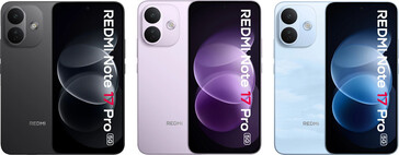 Vista frontale e opzioni di colore del Redmi Note 17 Pro 5G