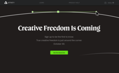 I fan del pacchetto software Serif Affinity sono preoccupati per il lancio di un modello di abbonamento e per il peso dell&#039;intelligenza artificiale, grazie a questa nuova landing page. (Fonte: Affinity)