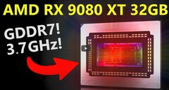 Speculazione su RX 9080 XT ES (fonte immagine: @MooresLawIsDead YouTube)