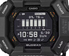 Orologio Casio G-Shock Mudman GDG-B100 con display digitale rosso e bianco sullo sfondo di un aspro paesaggio montano.