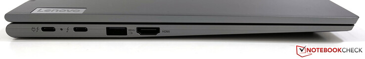 A sinistra: 2x Thunderbolt 4 (40 Gbps, DisplayPort Alt-Mode 1.4, Power Delivery 3.0), USB-A (3.2 Gen.1), HDMI 2.0