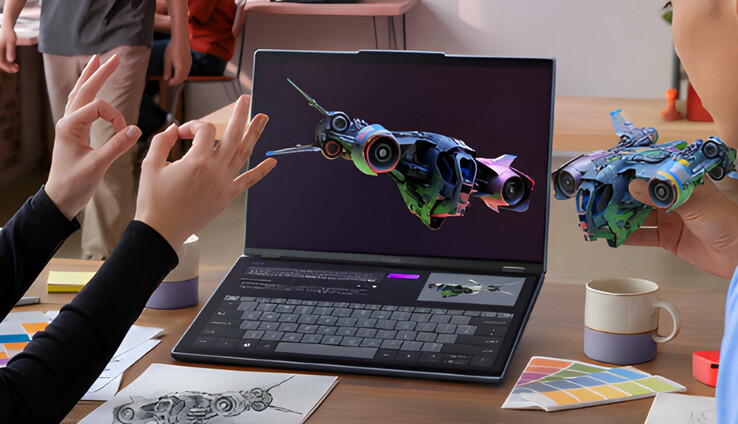 Una rappresentazione generata dall'AI dello Yoga Book Pro 3D.
