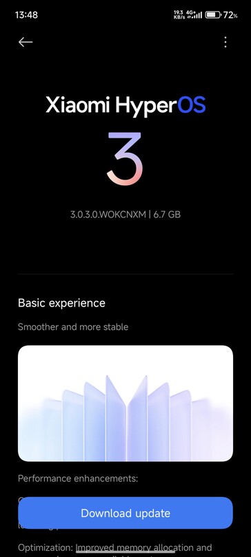 HyperOS 3 OTA su Redmi K80 (Fonte immagine: utente Reddit u/Note1411)