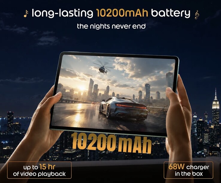 Dettagli relativi al display e alla batteria del Moto Pad 70 Groove.
