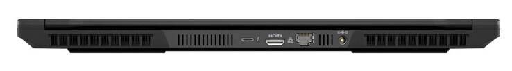 Retro: Thunderbolt 4 (USB-C; Power Delivery 1.4, G-Sync), HDMI 2.1, Gigabit Ethernet (2,5 gigabit), alimentatore