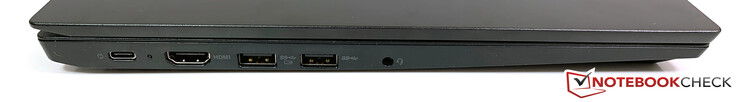 Lato sinistro: USB-C 3.1 Gen.2 (con modalità DisplayPort alternativa), HDMI 1.4b, 2x USB 3.0 Gen.1 (1x powered), audio da 3.5 mm