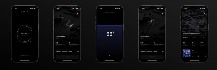 L'interfaccia utente del servizio di ride-hailing nell'app Tesla