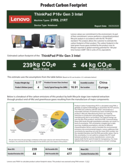 Impronta di CO2 (fonte: Lenovo)