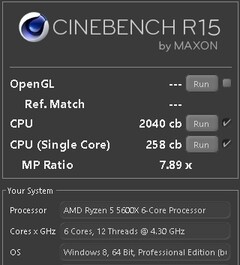 Prestazioni dell&#039;AMD Ryzen 5 5600X Cinebench (Fonte: APISAK su Twitter)