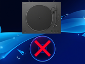 Il giradischi Sony raffigurato sopra il disco di gioco per PS5