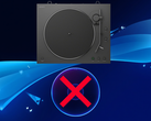 Il giradischi Sony raffigurato sopra il disco di gioco per PS5