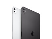 Un primo piano che mostra il design posteriore dell'iPad Pro nelle finiture argento e nero spaziale, evidenziando la fotocamera e la cornice in alluminio (Fonte: Apple)