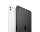 Un primo piano che mostra il design posteriore dell'iPad Pro nelle finiture argento e nero spaziale, evidenziando la fotocamera e la cornice in alluminio (Fonte: Apple)