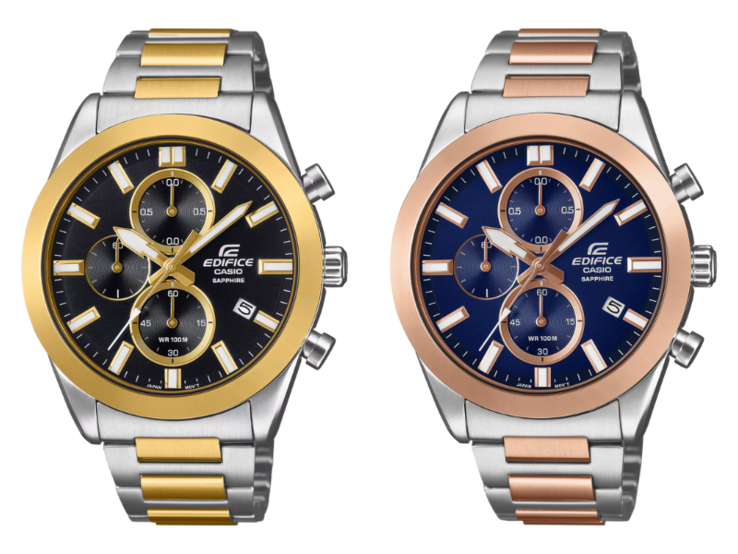 Gli orologi Casio Edifice EFB-710SG-1AV (a sinistra) e EFB-710SG-2AV (a destra). (Fonte immagine: Casio, a cura)