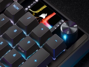Uno schermo a colori IPS da 1,9 pollici 320 x 170 su una tastiera è un nuovo tipo di flex. (Fonte: Corsair)