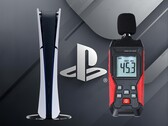 PS5 Slim Digital mostrata durante un test di rumorosità (Fonte: Sony PlayStation, Landtek con modifiche)