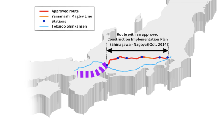 Percorsi dei due sistemi Shinkansen. (Immagine: Central Japan Railway)