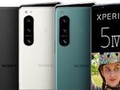 Le foto stampa del Sony Xperia 5 IV mostrano sul display un paio di specifiche chiave del telefono compatto. (Fonte: 91Mobiles/Sony - modifica)