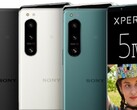 Le foto stampa del Sony Xperia 5 IV mostrano sul display un paio di specifiche chiave del telefono compatto. (Fonte: 91Mobiles/Sony - modifica)