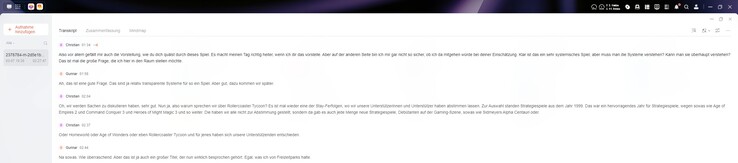 Qui è chiaramente visibile: i passaggi più lunghi vengono suddivisi. Il riconoscimento vocale funziona generalmente bene.