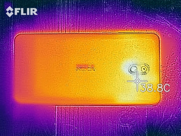 Immagine termica del lato posteriore del case durante lo stress test