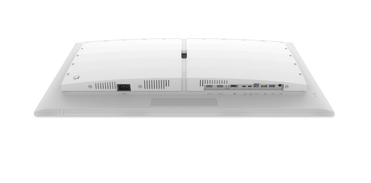 L'immagine mostra una vista dal basso del monitor da gioco Philips Evnia.