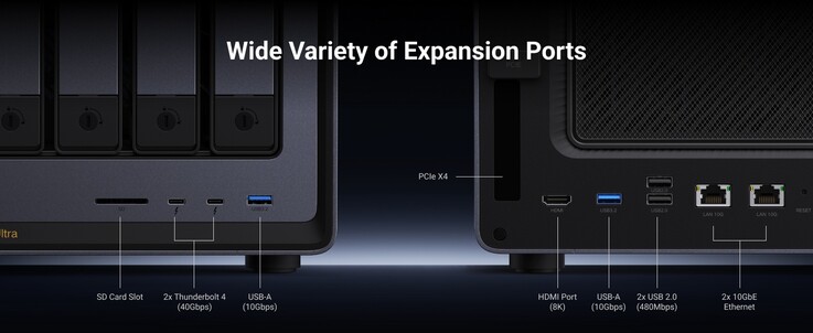 L'offerta di interfacce I/O è piuttosto impressionante e comprende due porte Ethernet da 10G e due porte Thunderbolt 4.