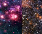 Un collage delle immagini MIRI e NIRCam di Sagittarius B2 (Fonte dell'immagine: diverse - vedere le fonti; modificato)