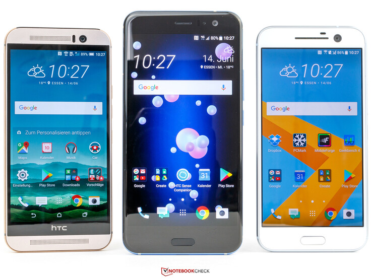 da sinistra: HTC One M9, HTC U11, HTC 10