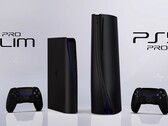 Il noto designer Concept Creator ha realizzato questi disegni per una PS5 Pro Slim e una PS5 Pro nere. (Fonte: Concept Creator)