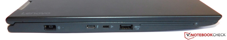 Lato sinistro: alimentazione, Thunderbolt 3.0, Mini-Ethernet, USB 3.0