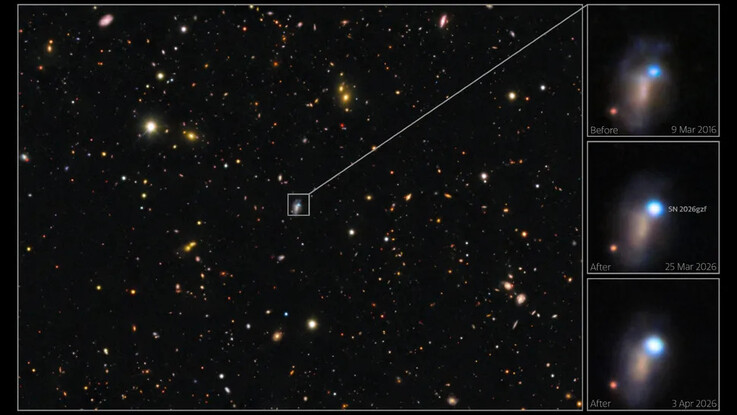 Un'immagine che mostra la galassia in cui si trova la supernova SN 2026gzf.