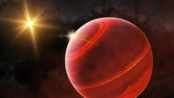 Un'illustrazione del nuovo esopianeta gigante gassoso TOI-4465 b. (Fonte immagine: Robert Lea - Canva)