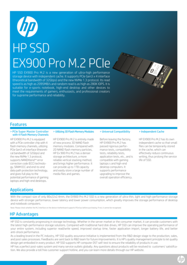 HP EX900 foglio delle specifiche