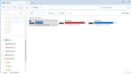 Le due partizioni Ventoy
